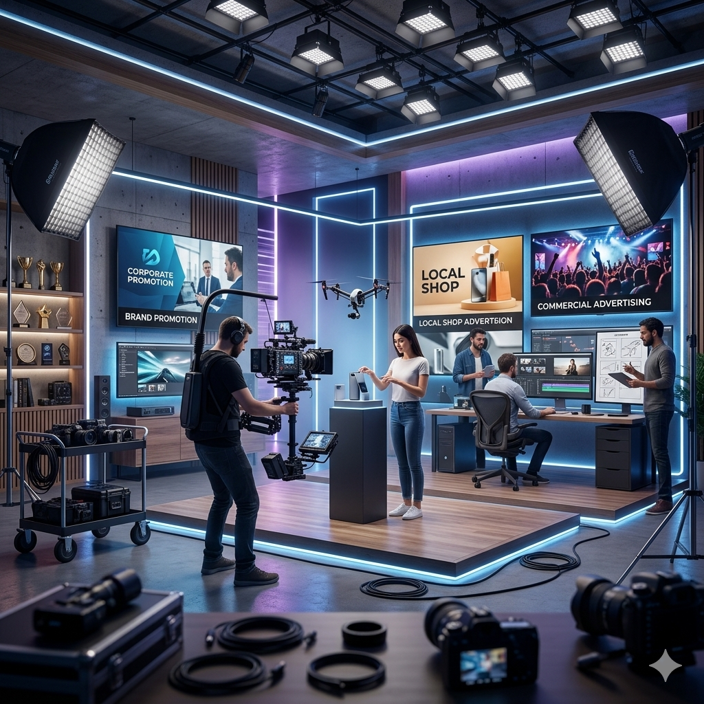 Professional video advertisement production using cinema cameras